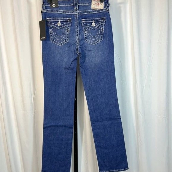 True Religion NWT Sz 28x32 Billie Big T Flap Straight Leg Mid Rinse - Picture 5 of 9